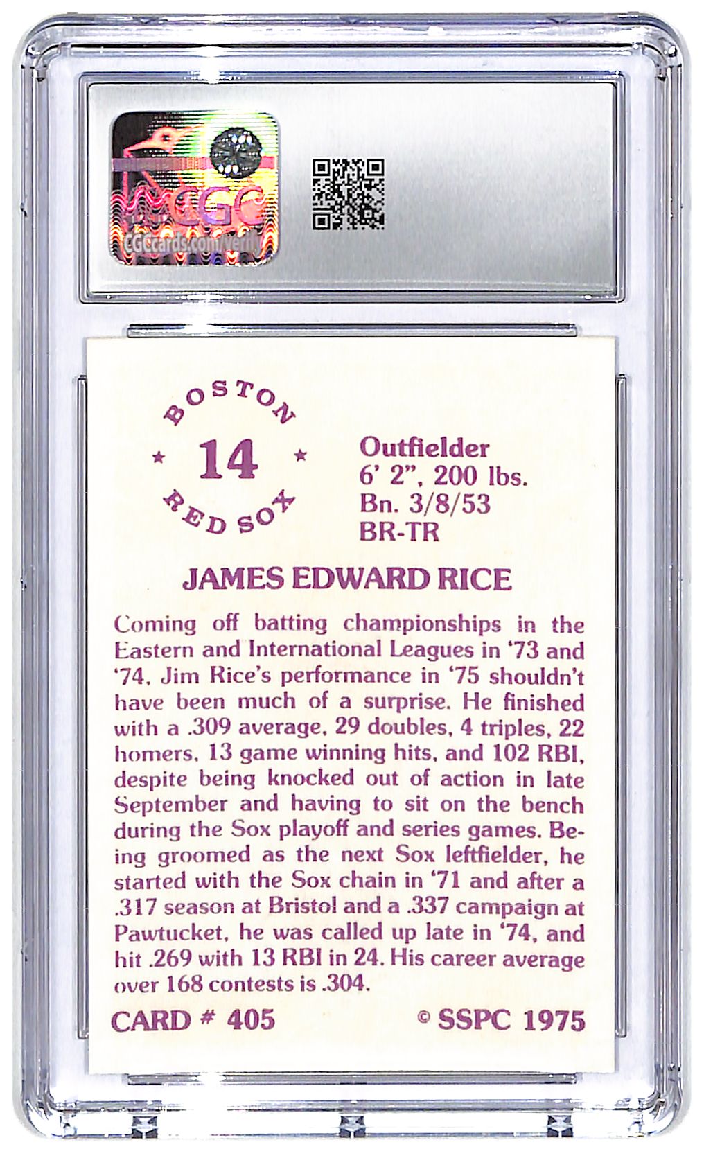 1976 Jim Rice SSPC - #405 CGC Mint Plus 9.5
