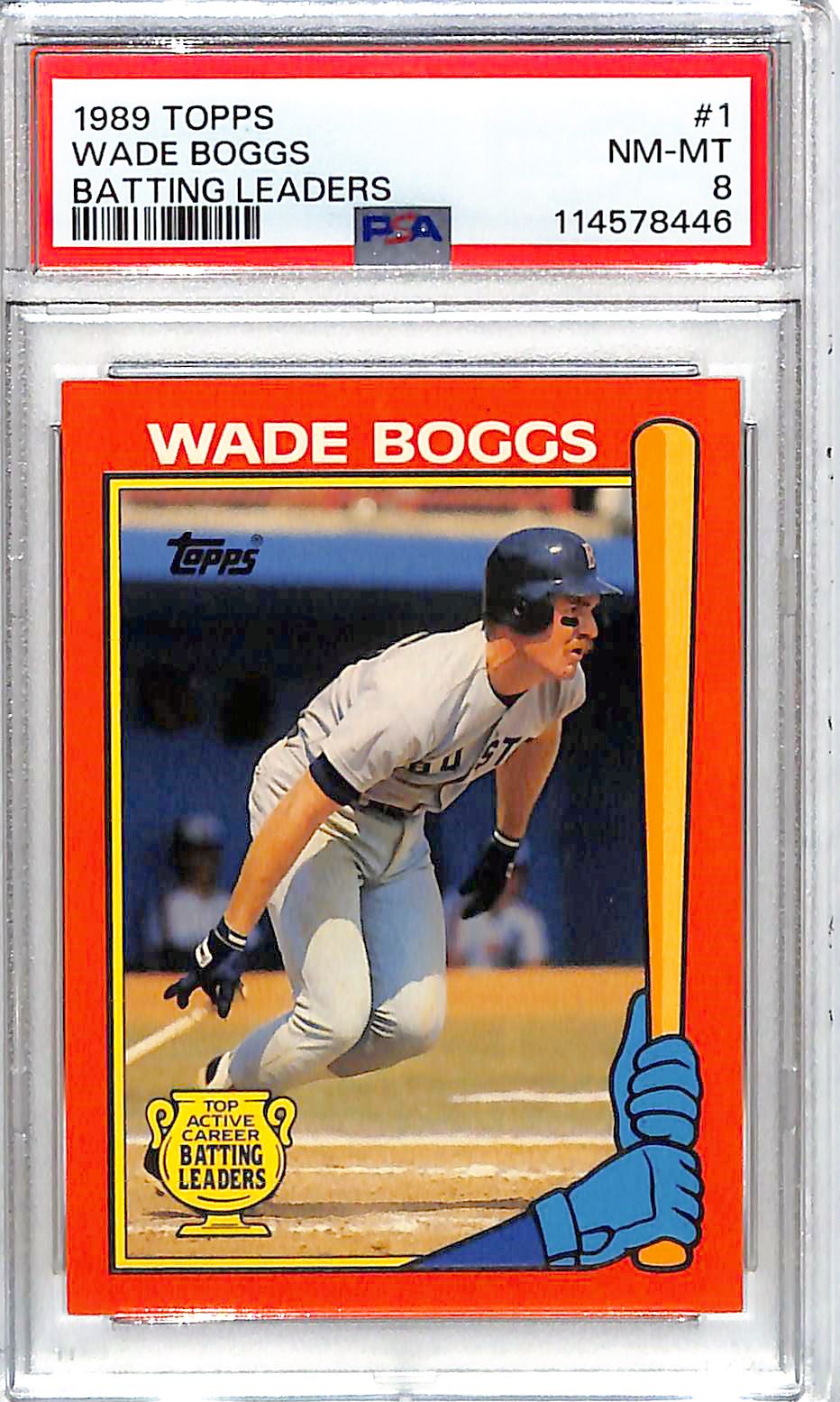1989 Wade Boggs Topps Batting Leaders #1 PSA Near Mint - Mint 8