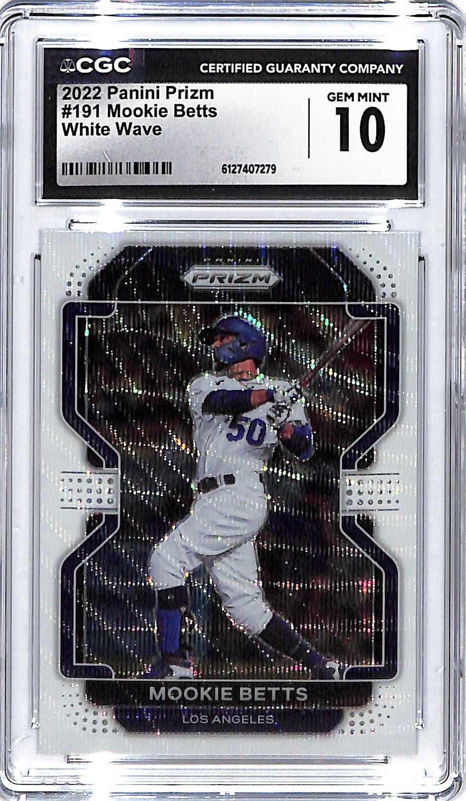 2022 Mookie Betts Panini Prizm White Wave 3191 CGC Gem Mint 10