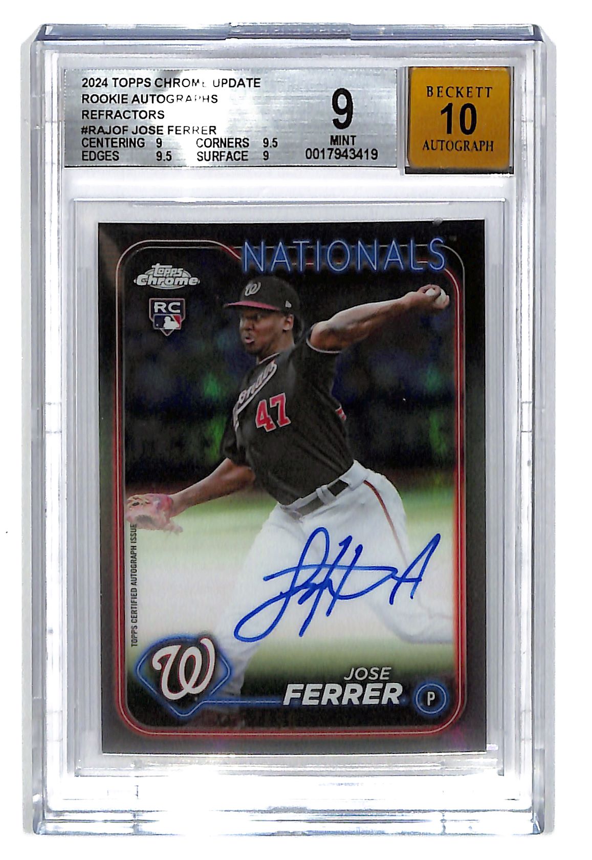 2024 Jose Ferrer Topps Chrome Update Autograph #RA-JOF BGS Mint 9 Auto 10