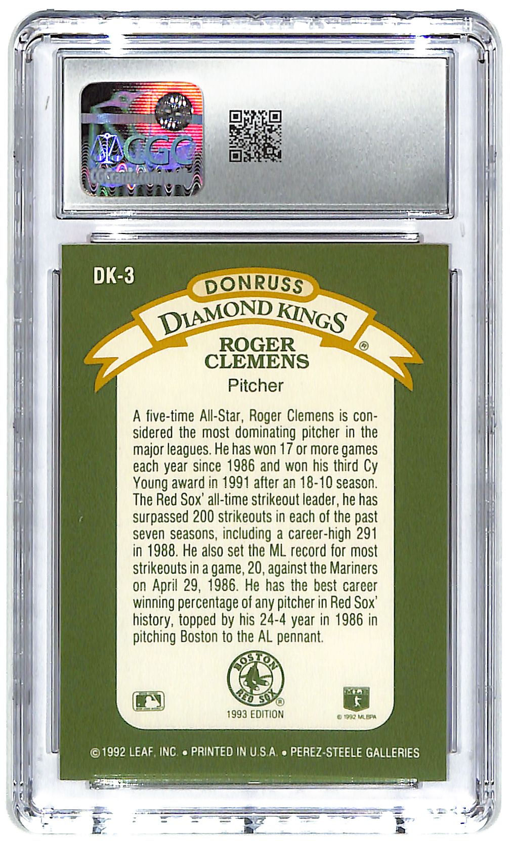 1993 Roger Clemens Donruss Dimond Kings #Dk-3 CGC Mint Plus 9.5