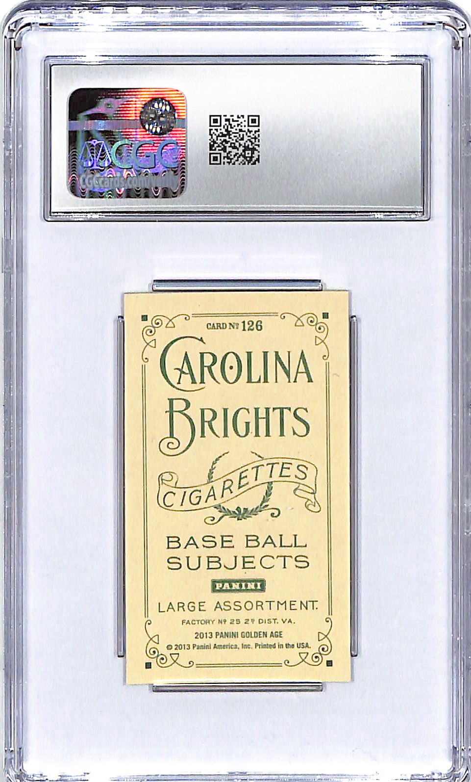 2013 Stan Lee Panini Golden Age Mini Carolina Brights Green Back CGC Gem Mint 10