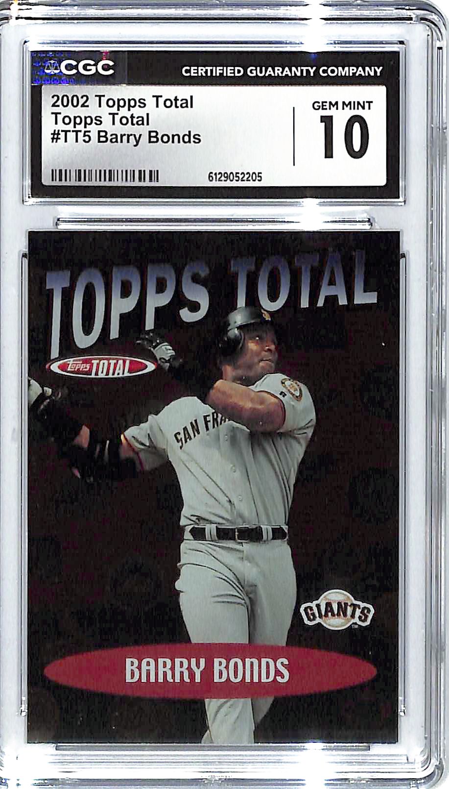 2002 Barry Bonds Topps Total #TT5 CGC Gem Mint 10
