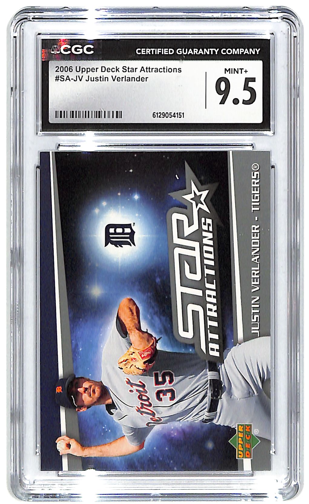 2006 Justin Verlander Upper Deck Star Attractions #SA-JV CGC Mint Plus 9.5
