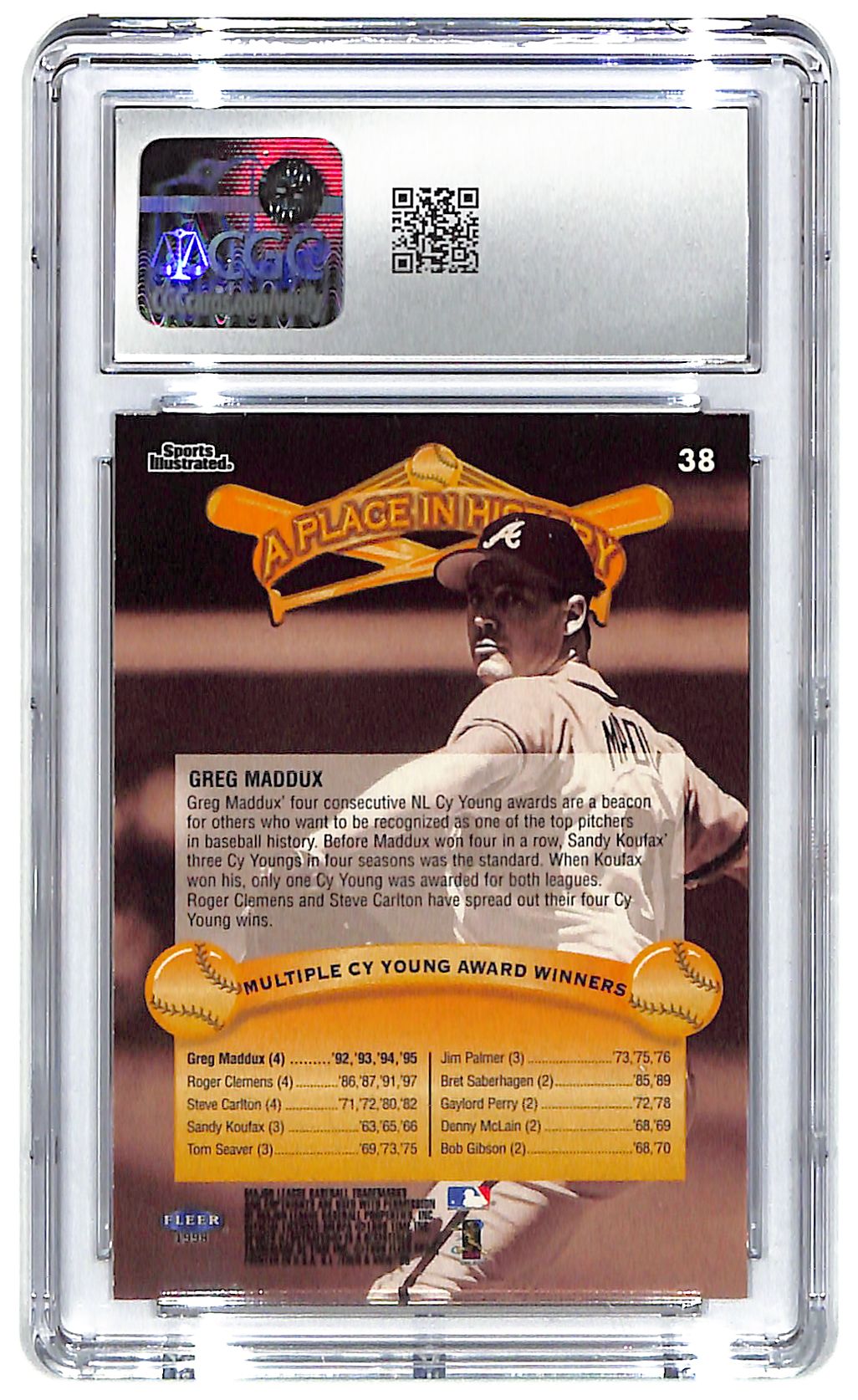 1998 Greg Maddux Sports Illustrated Then and Now #38 CGC Mint Plus 9.5