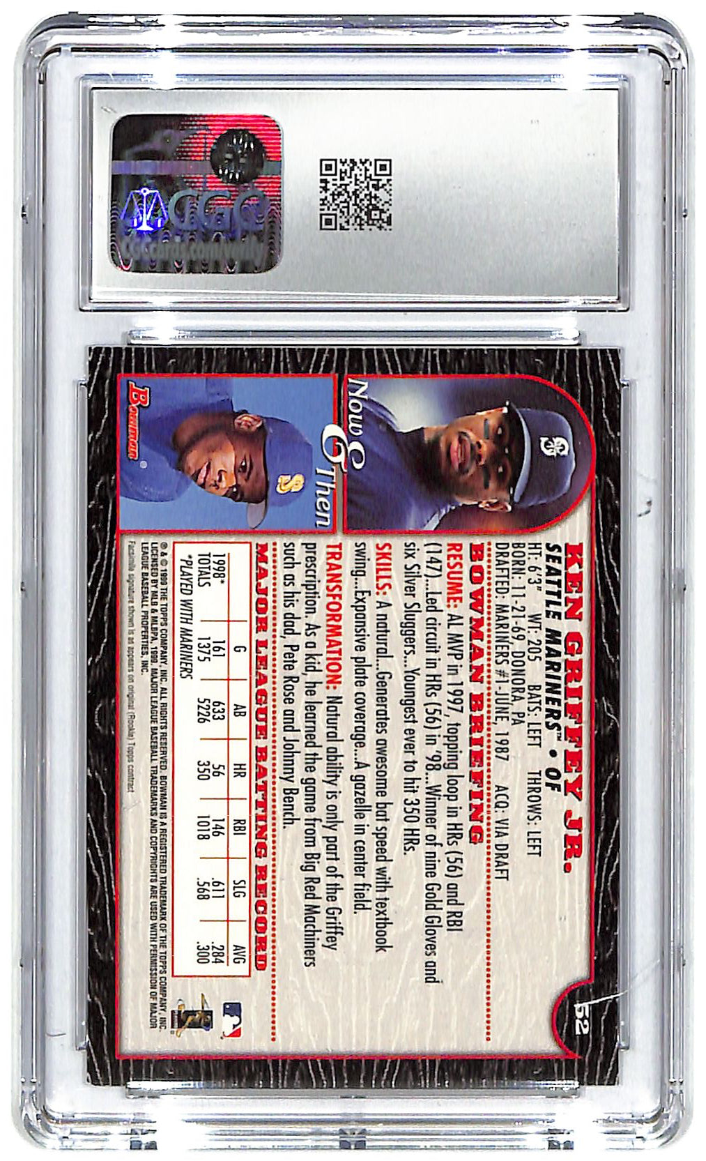 1999 Ken Griffey Jr. Bowman #52 CGC Mint Plus 9.5