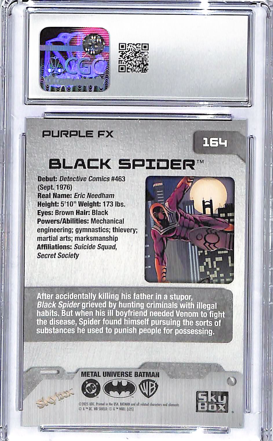 2025 Black Spider UD Batman Metal Universe Purple FX #164 CGC Gem Mint 10