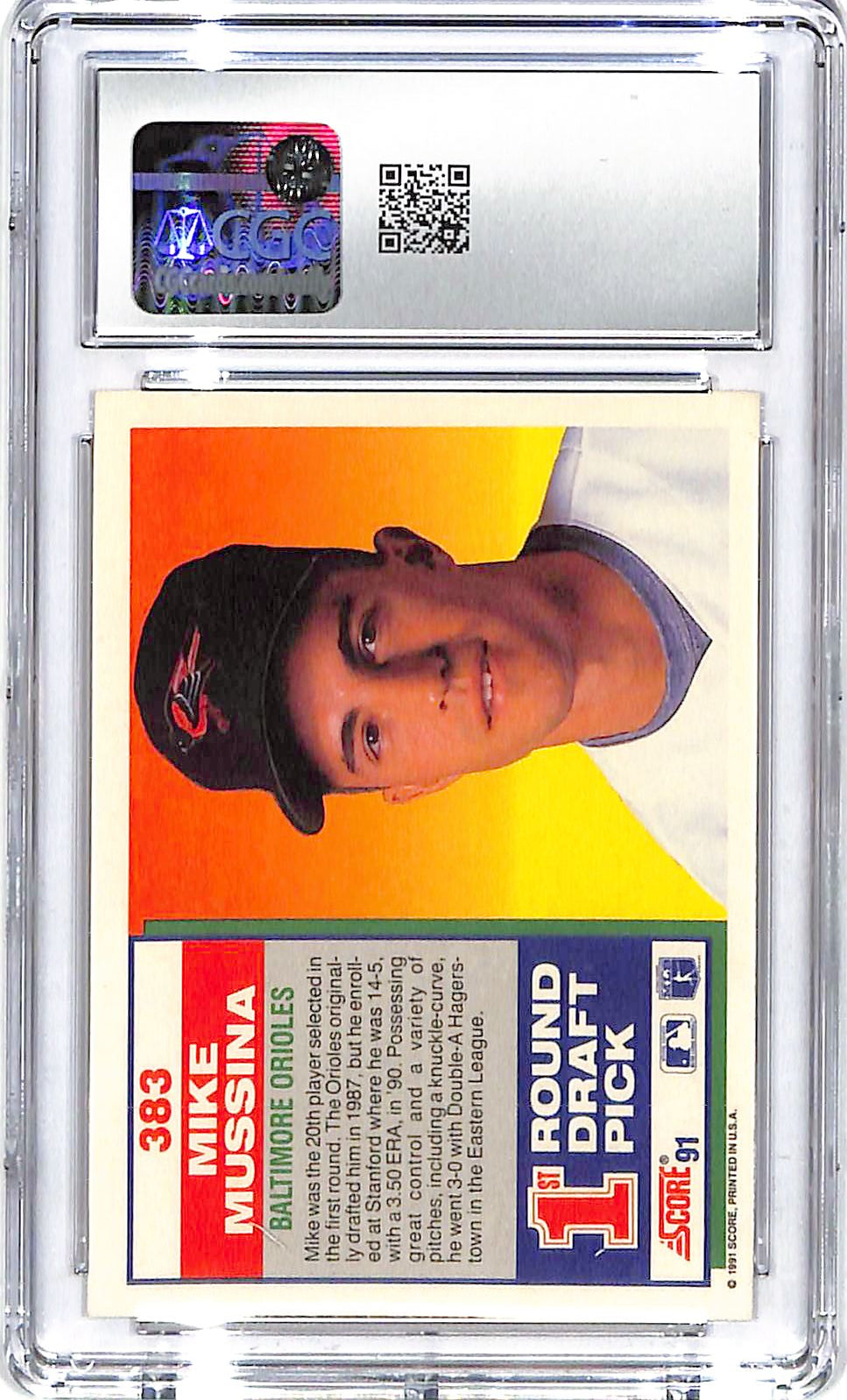1991 Mike Mussina Score #383 CGC Gem Mint 10