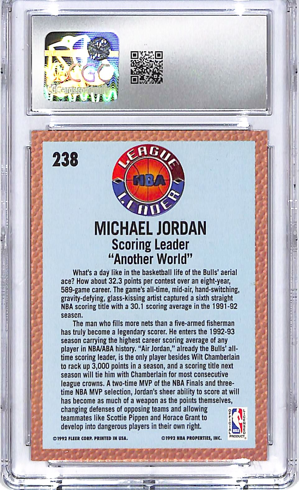 1992-93 Fleer Michael Jordan League Leaders #238 CGC 9.5 Bulls