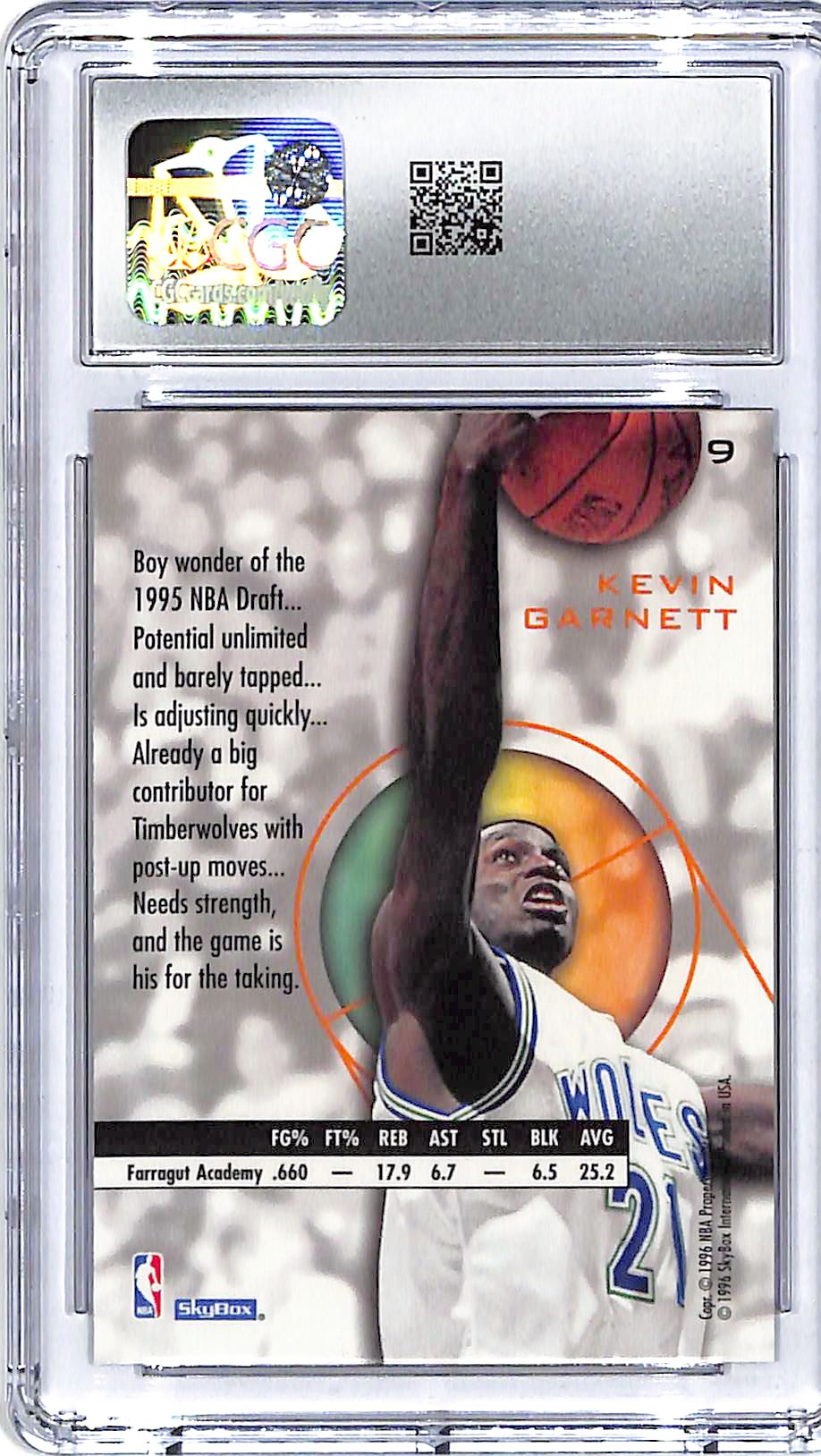 1995-96 Skybox E-XL Kevin Garnett Blue Rookie RC #49 CGC 9.5 Timberwolves