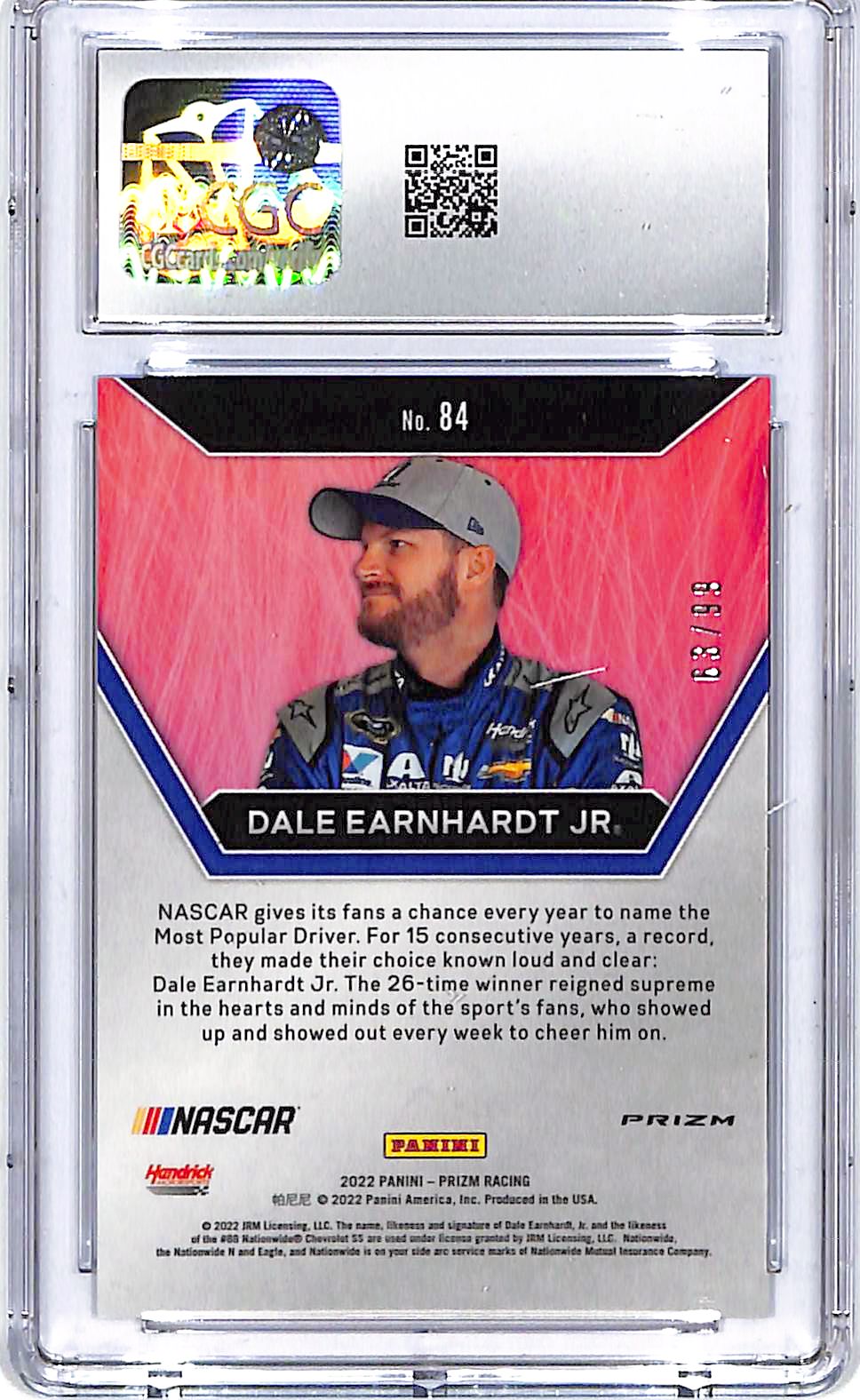 2022 Prizm Dale Earnhardt Jr Icons Carolina Blue Scope /99 CGC 9.5