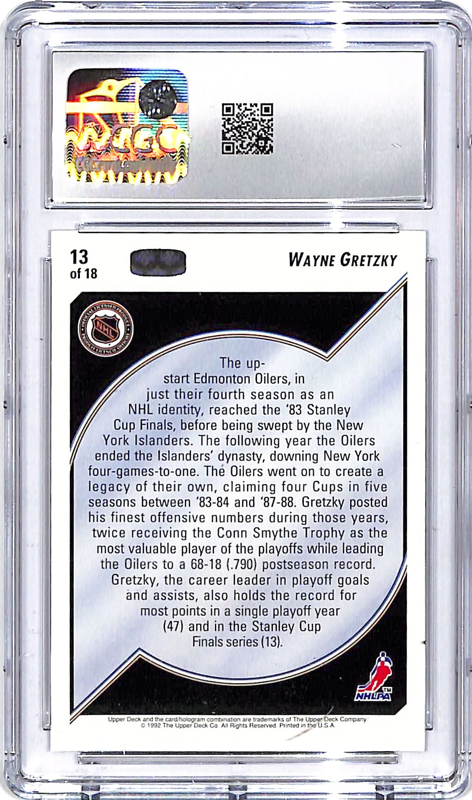 1992-93 Upper Deck Wayne Gretzky Heroes #13 CGC 9.5 Oilers