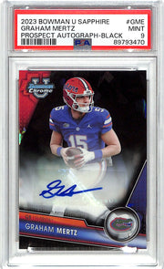 2023 Bowman Chrome University Sapphire Graham Mertz Auto Autograph Black /10 PSA 9