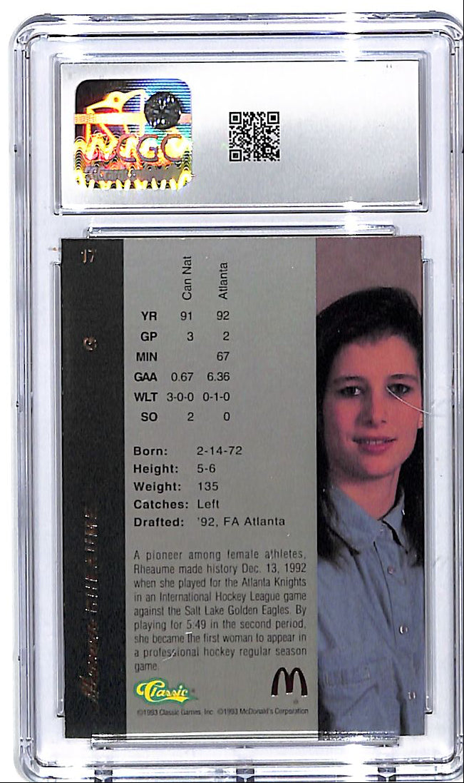 1993 Classic Four Sport Manon Rheaume #17 Rookie RC CGC 9.5