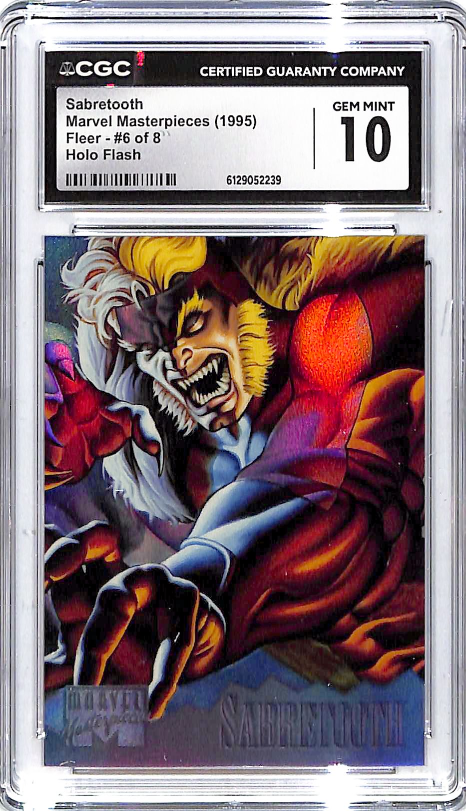 1995 Sabretooth Fleer Marvel Masterpieces Holo Flash #6 of 8 CGC Gem M ...