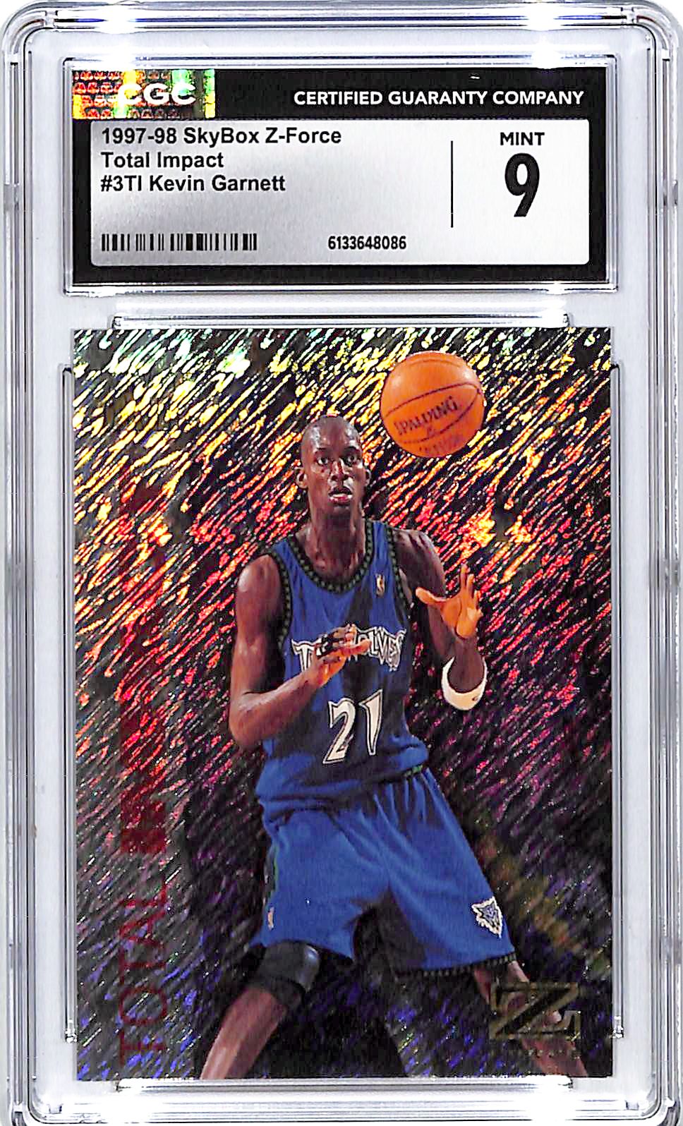 1997-98 Skybox Z-Force Kevin Garnett Total Impact CGC 9 Timberwolves
