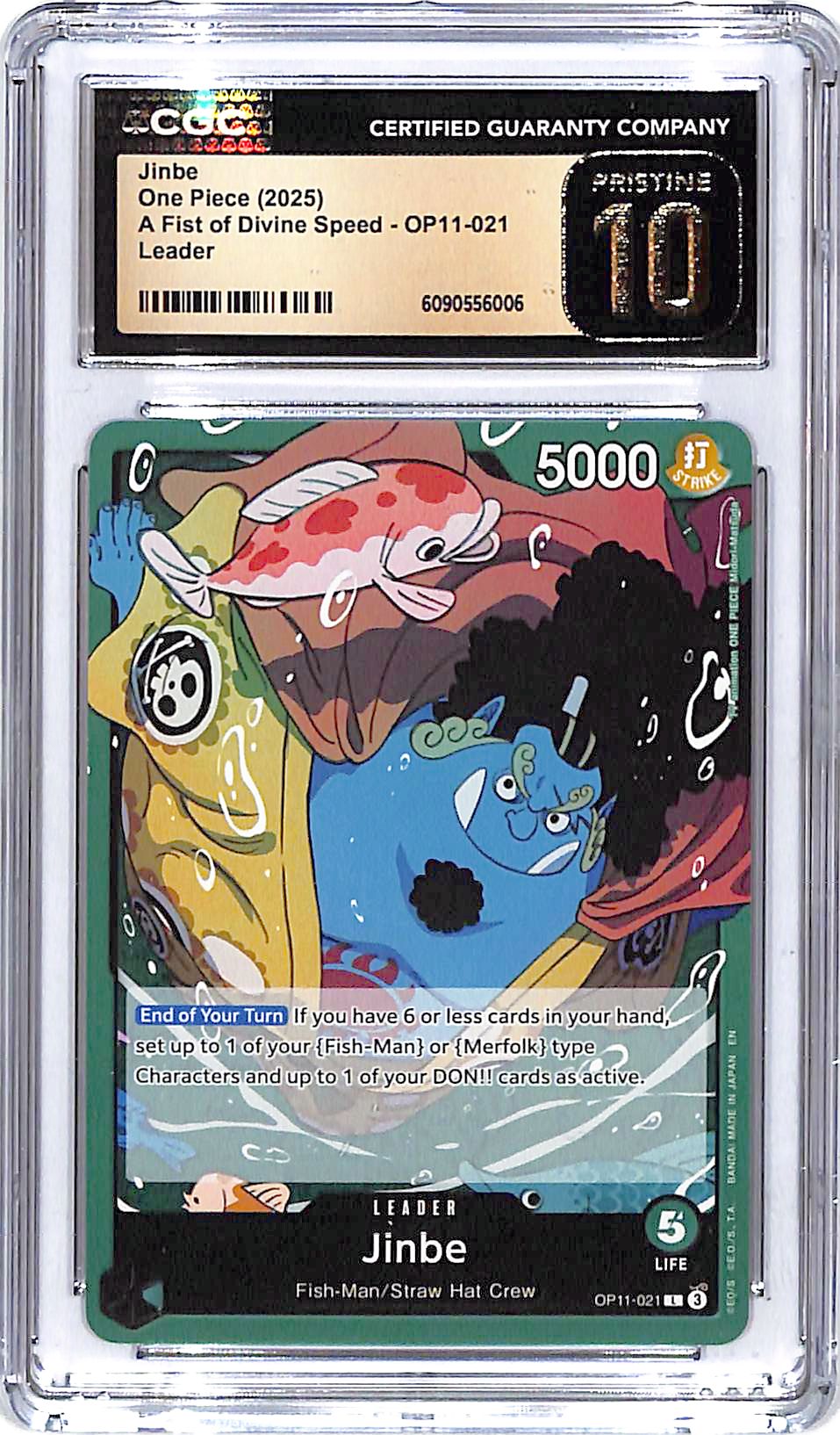 One Piece A Fist of Divine Speed OP11 Jinbe 021 Leader CGC 10 Pristine