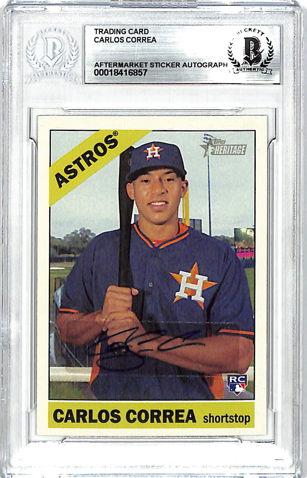 2015 Topps Heritage Carlos Correa Auto Autograph Rookie RC Beckett Authentic