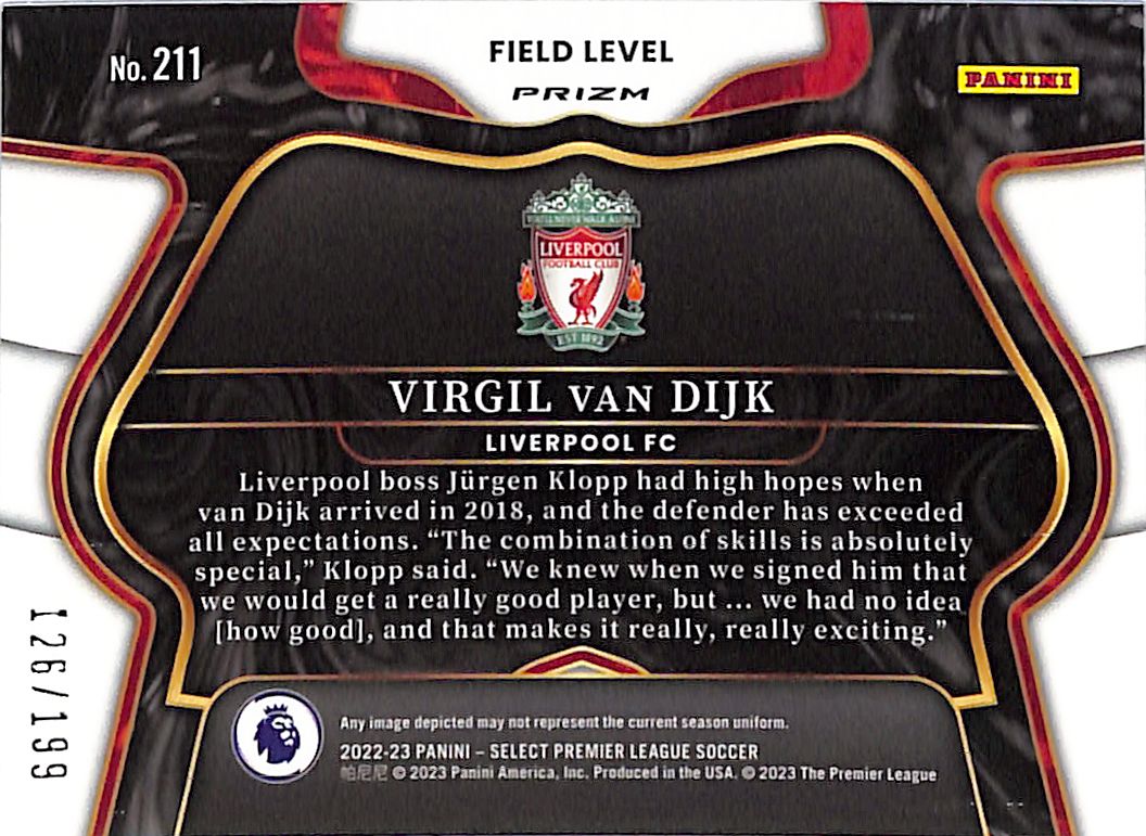 2022-23 Select Premier League Virgil van Dijk Camo /199 Liverpool