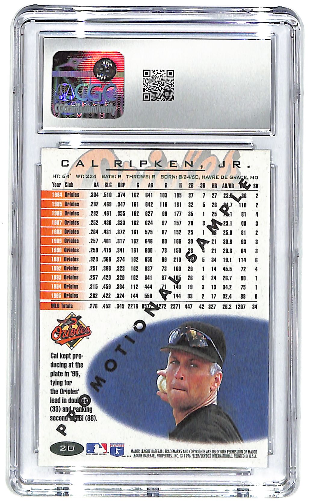 1996 Cal Ripken Jr. Fleer Promo #20 CGC Mint Plus 9.5