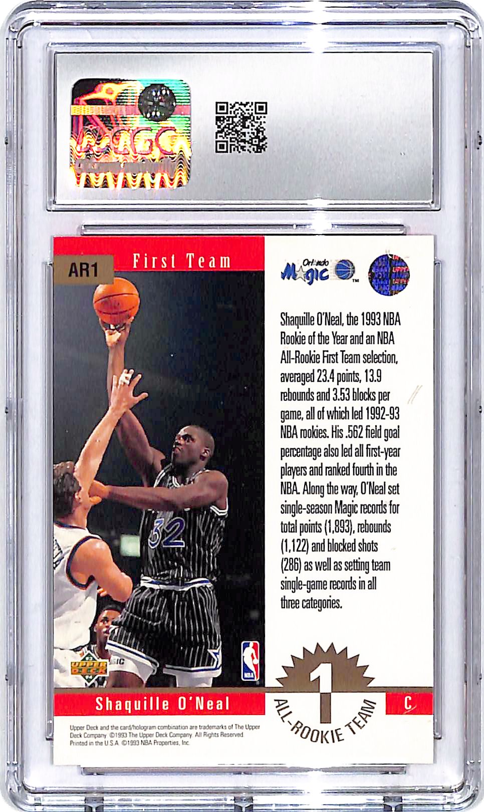 1993-94 Upper Deck Shaquille O'Neal All Rookie CGC 9.5 Magic