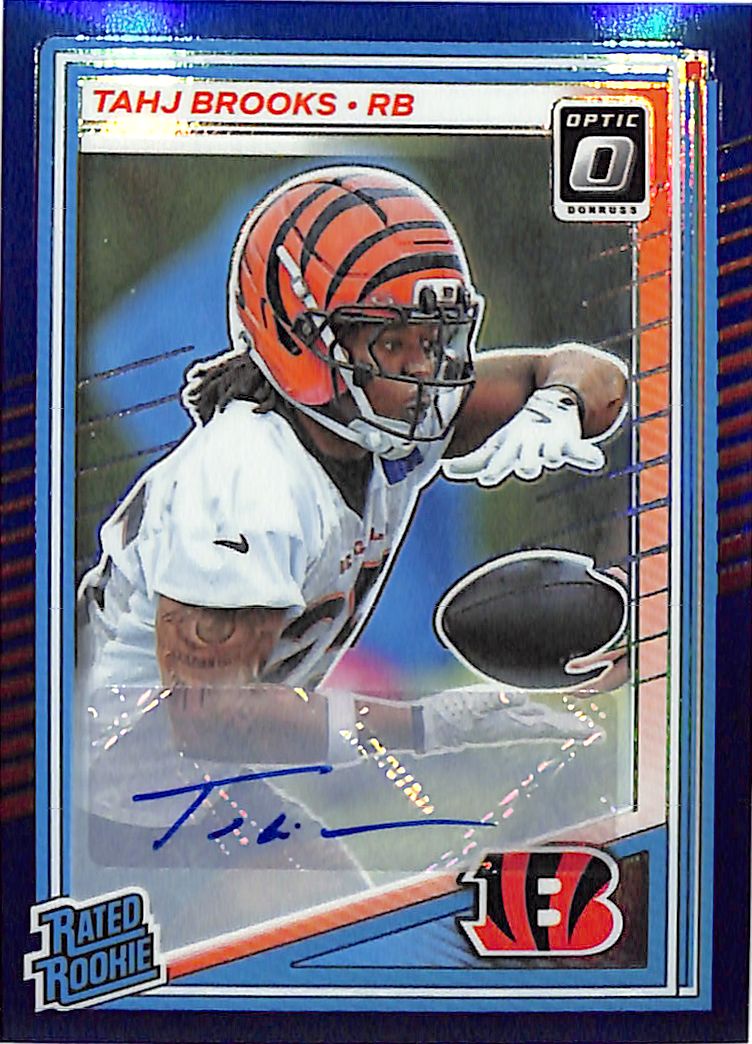 2025 Donruss Optic Tahj Brooks Auto Autograph Rated Rookie RC Blue /149 Bengals