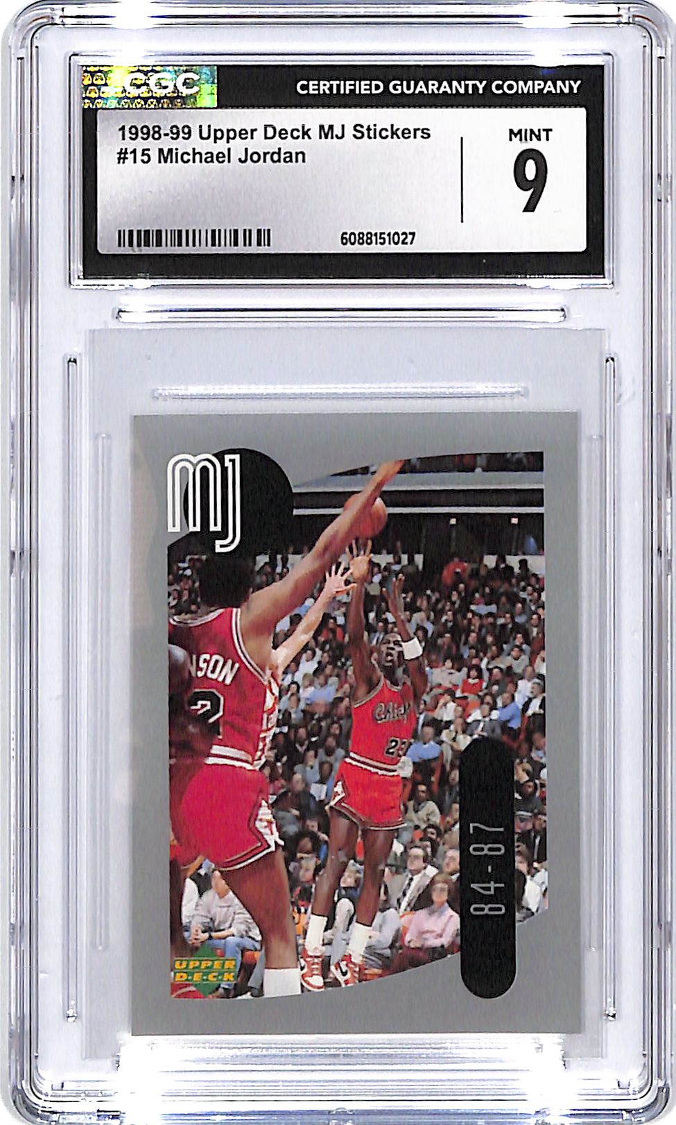 1998-99 Upper Deck MJ Stickers Michael Jordan #15 CGC 9 Bulls