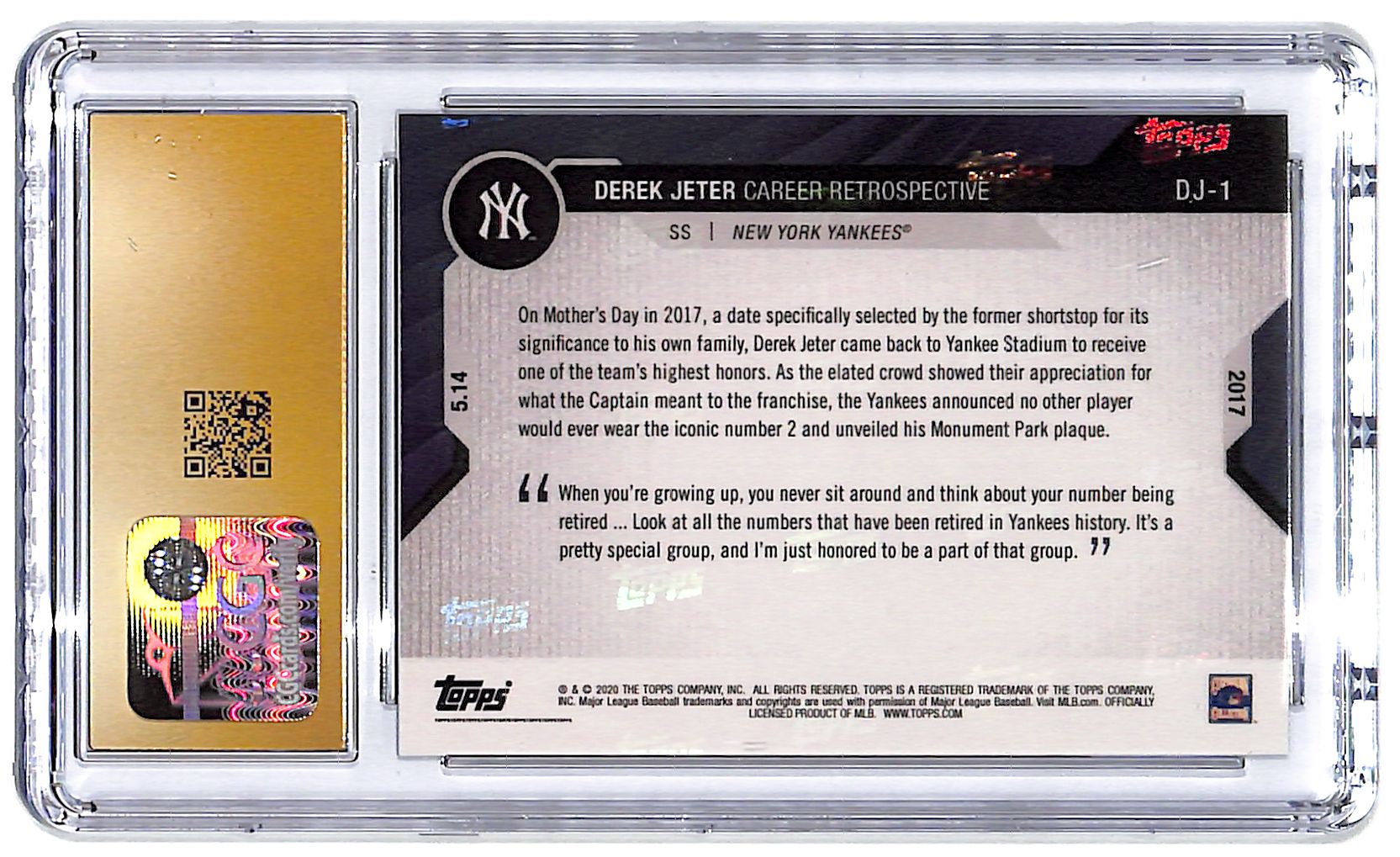 2020 Derek Jeter Topps Now Chrome Career Retrospective #DJ-1 CGC Pristine 10