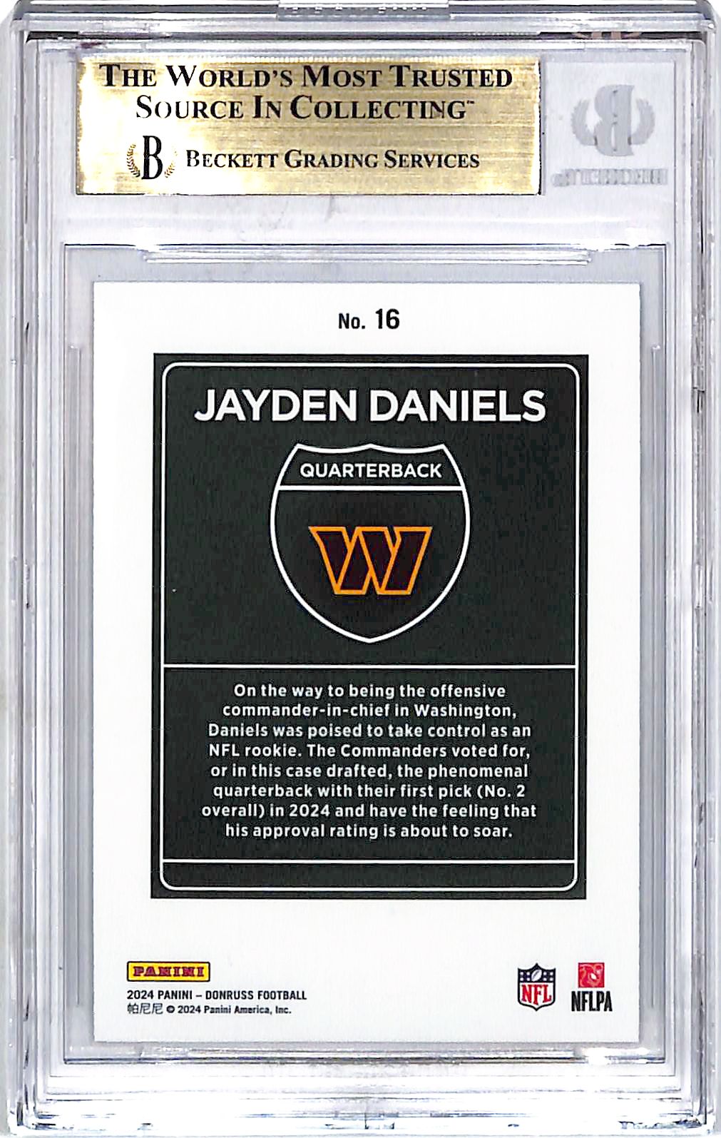 2024 Donruss Jayden Daniels Downtown Rookie RC #16 BGS 9.5 Commanders