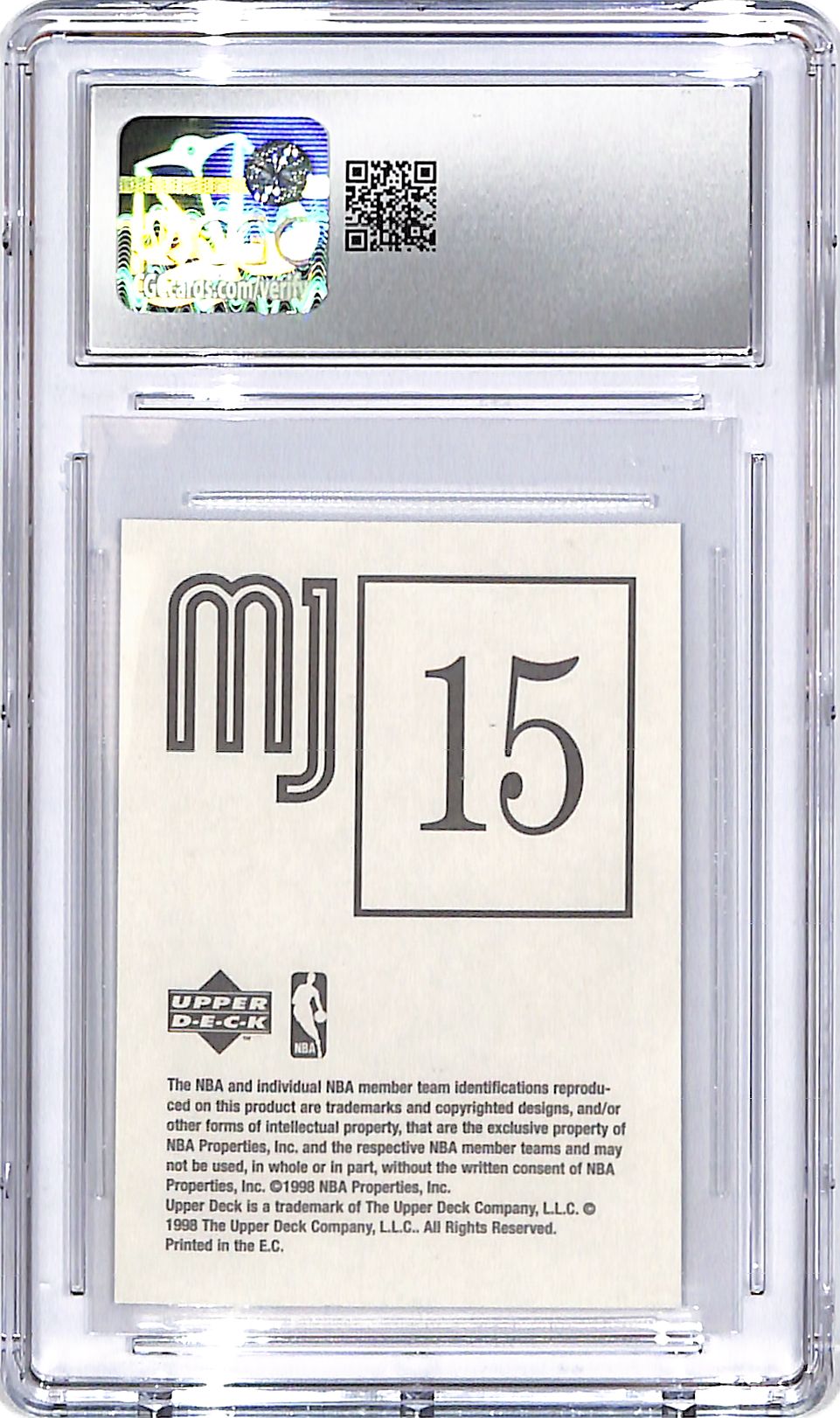 1998-99 Upper Deck MJ Stickers Michael Jordan #15 CGC 9 Bulls