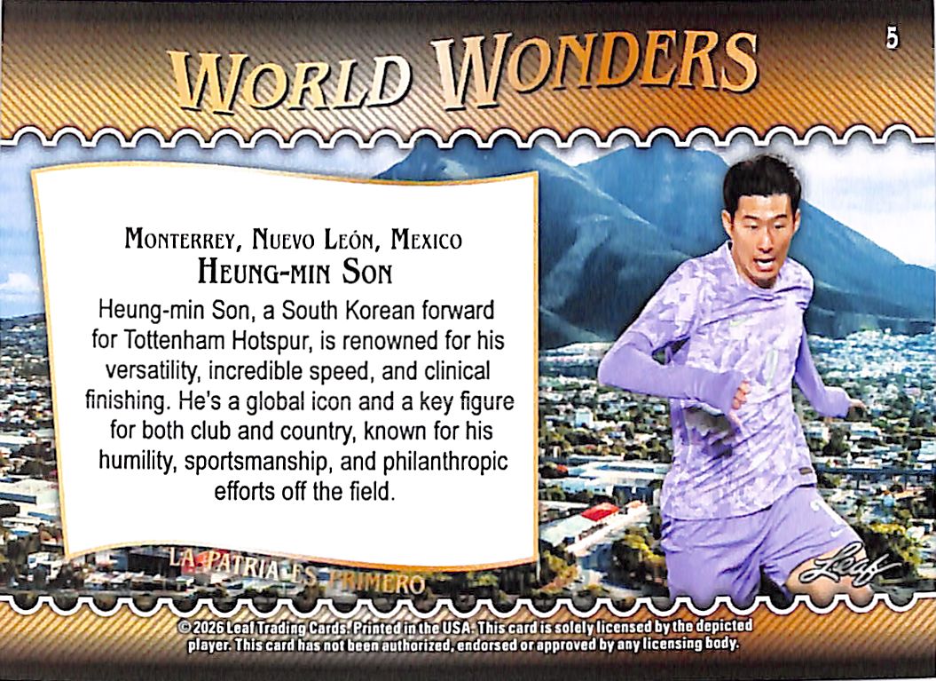 2026 Leaf World Wonders Heung-Min Son Pink /25 South Korea