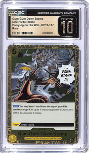 One Piece Carrying on His Will OP13 Gum Gum Dawn Stamp 117 Rare CGC 10 Pristine