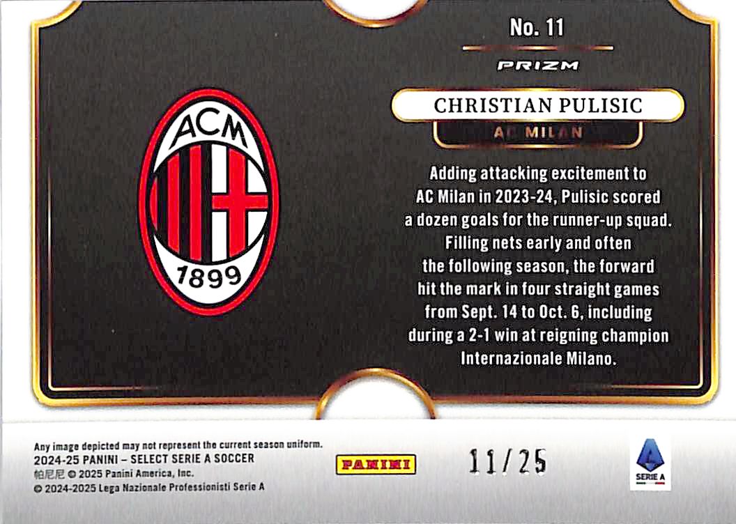 2024-25 Select Serie A Christian Pulisic Snapshots Pink /25 AC Milan