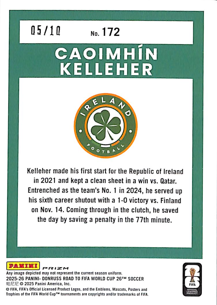 2025-26 Donruss Road to Fifa World Cup Caoimhin Kelleher Optic Gold /10 Ireland