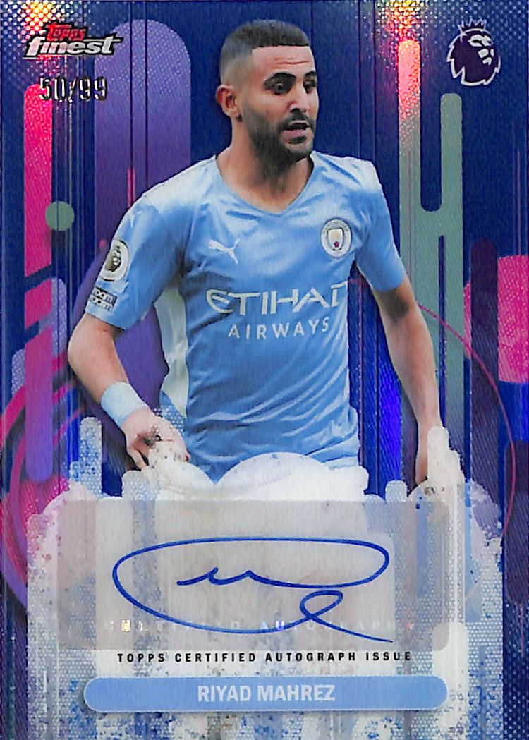 2026 Topps Finest Premier League Riyad Mahrez Auto Autograph Blue Refractor /99