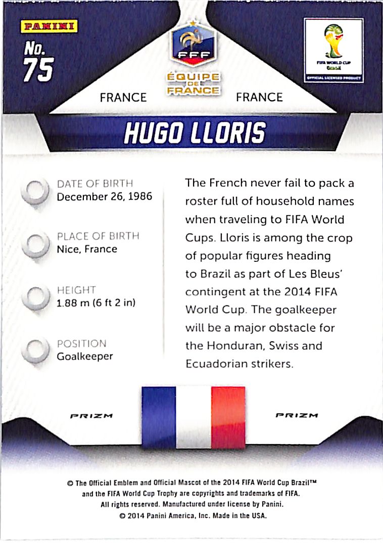 2014 Prizm World Cup Hugo Lloris Red White Blue Power Plaid #75 France