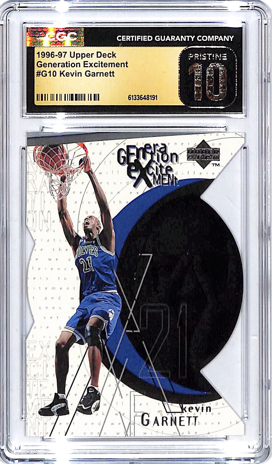 1996-97 Upper Deck Kevin Garnett Generational Excitement CGC 10 Pristine