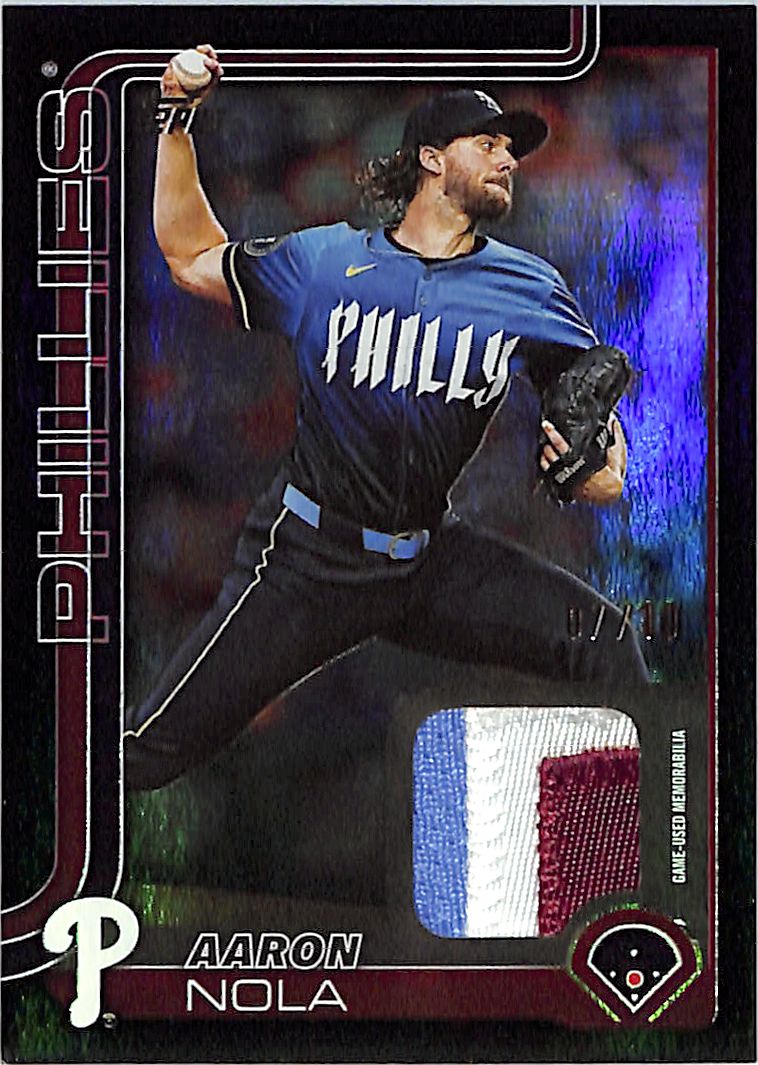 2025 Topps Aaron Nola Jersey Patch Black Foil /10 Phillies GAME USED
