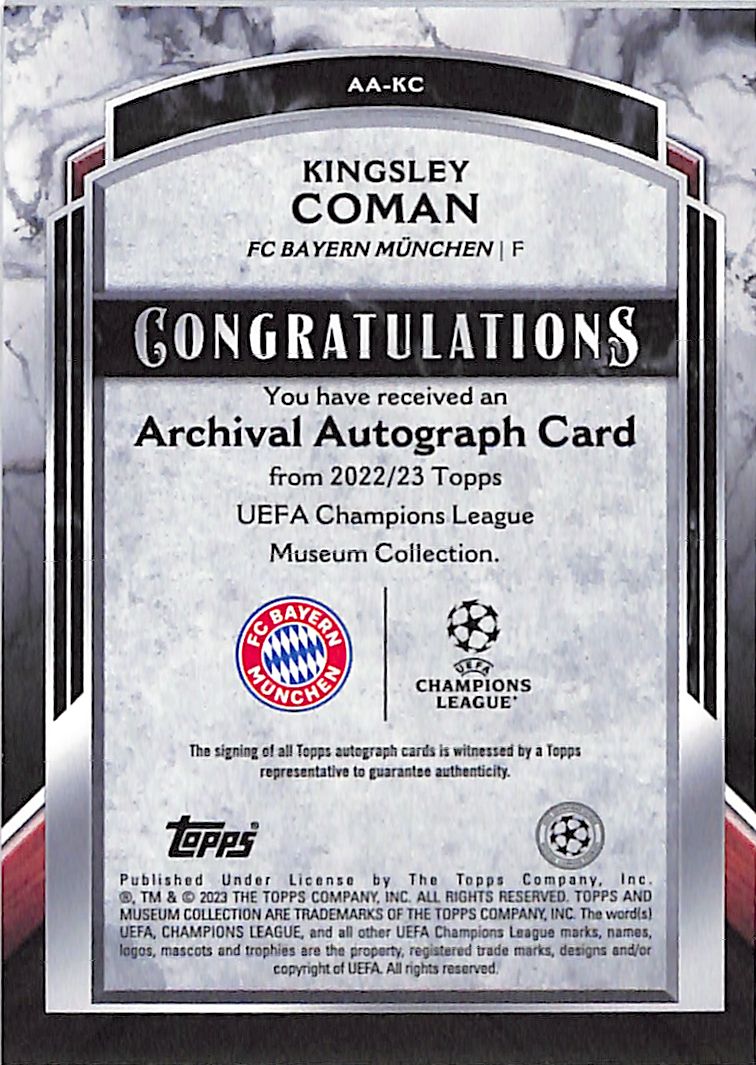 2022-23 Topps Museum Collection UEFA Kingsley Coman Auto Autograph /75