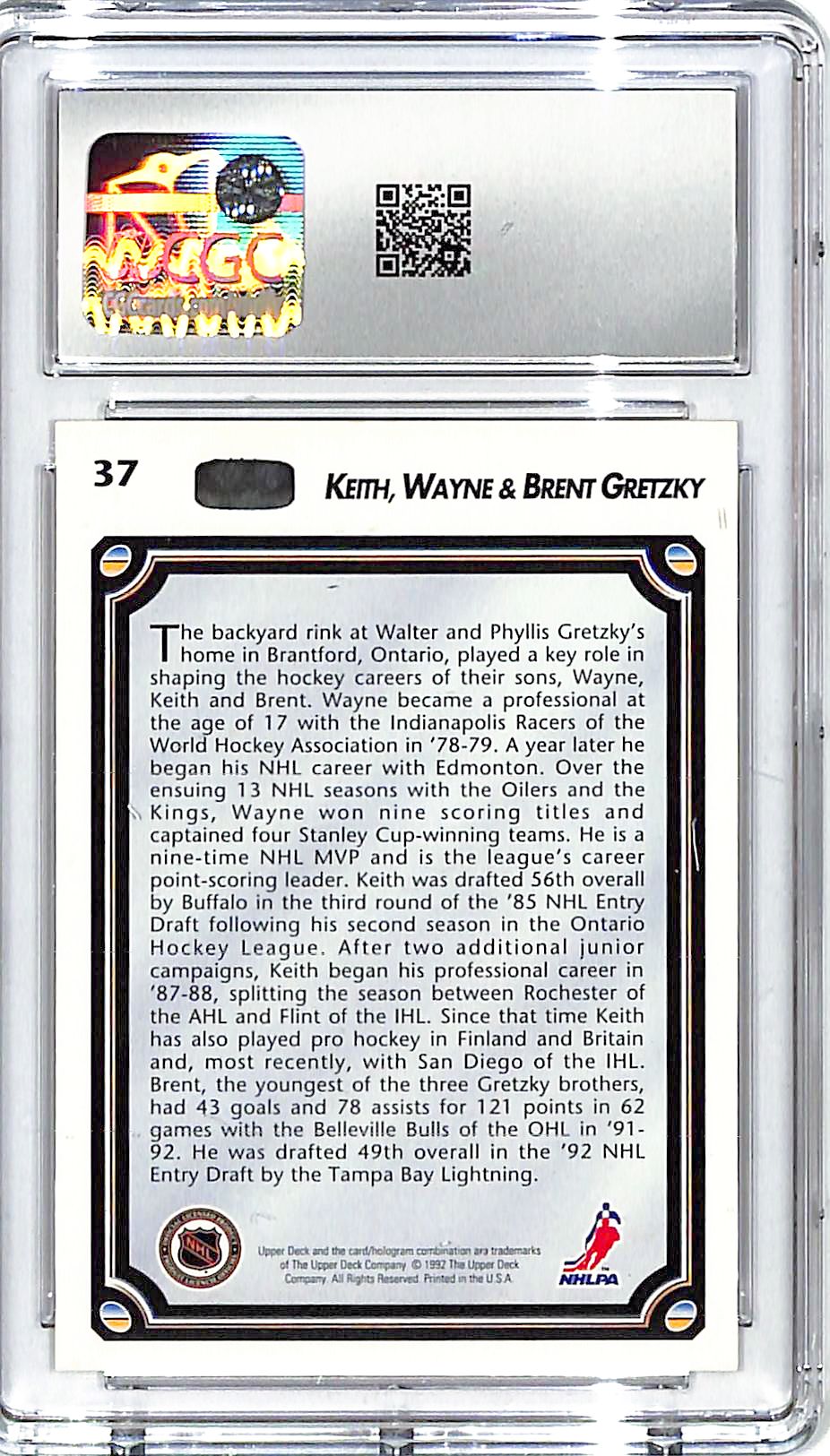 1992-93 Upper Deck The Gretzky Brothers Bloodlines #37 CGC 9.5