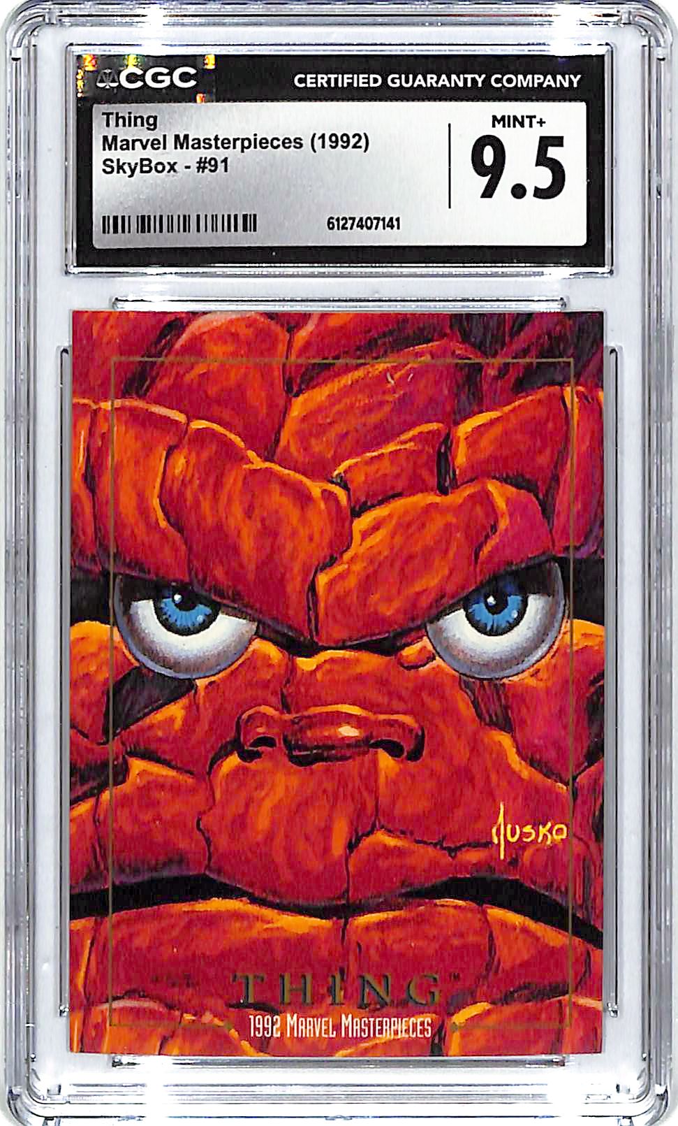 1992 Skybox Marvel Masterpieces Thing #91 CGC 9.5