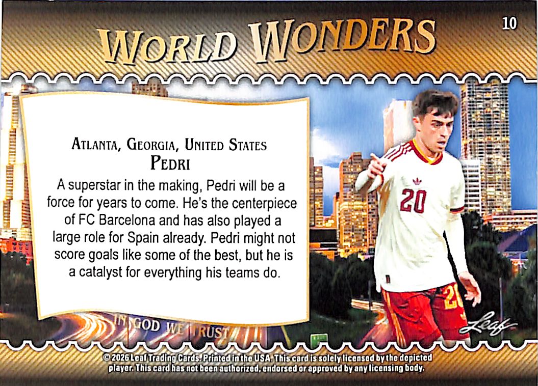 2026 Leaf World Wonders Pedri Blue /49 Spain