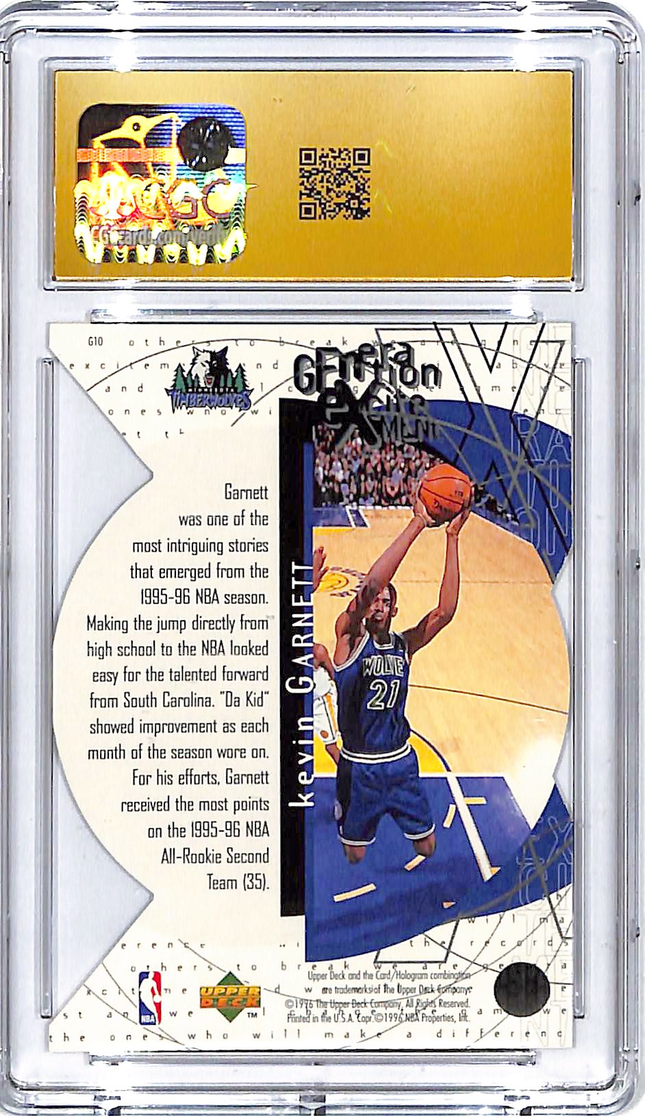 1996-97 Upper Deck Kevin Garnett Generational Excitement CGC 10 Pristine