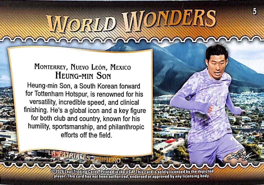 2026 Leaf World Wonders Heung-Min Son Green /10 South Korea