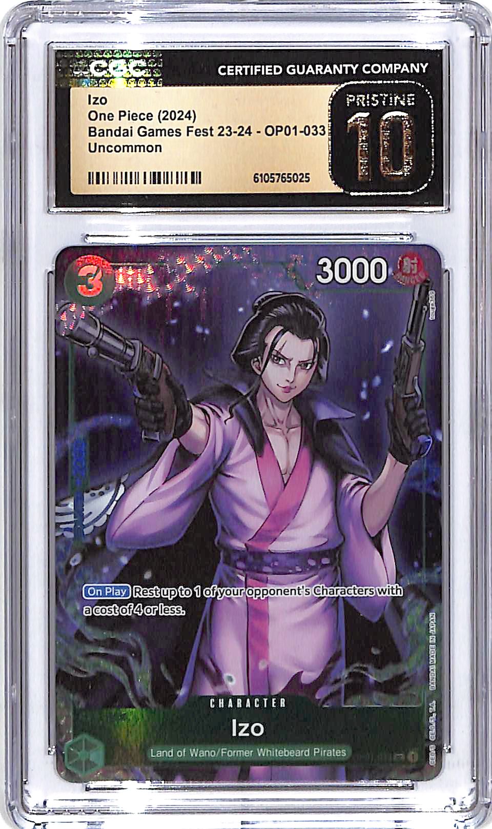 One Piece Bandi Games Fest 23-24 OP01 Izo 033 CGC 10 Pristine