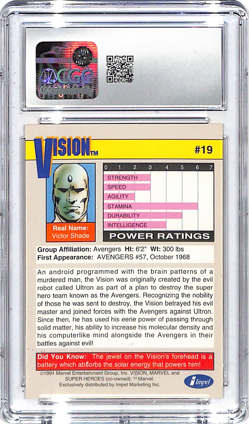 1991 Vision Marvel Universe Series II Impel #19 CGC Gem Mint 10