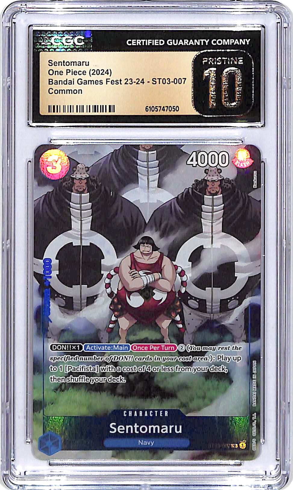 One Piece Dandai Games Fest 23-24 ST03 Sentomaru 007 CGC 10 Pristine
