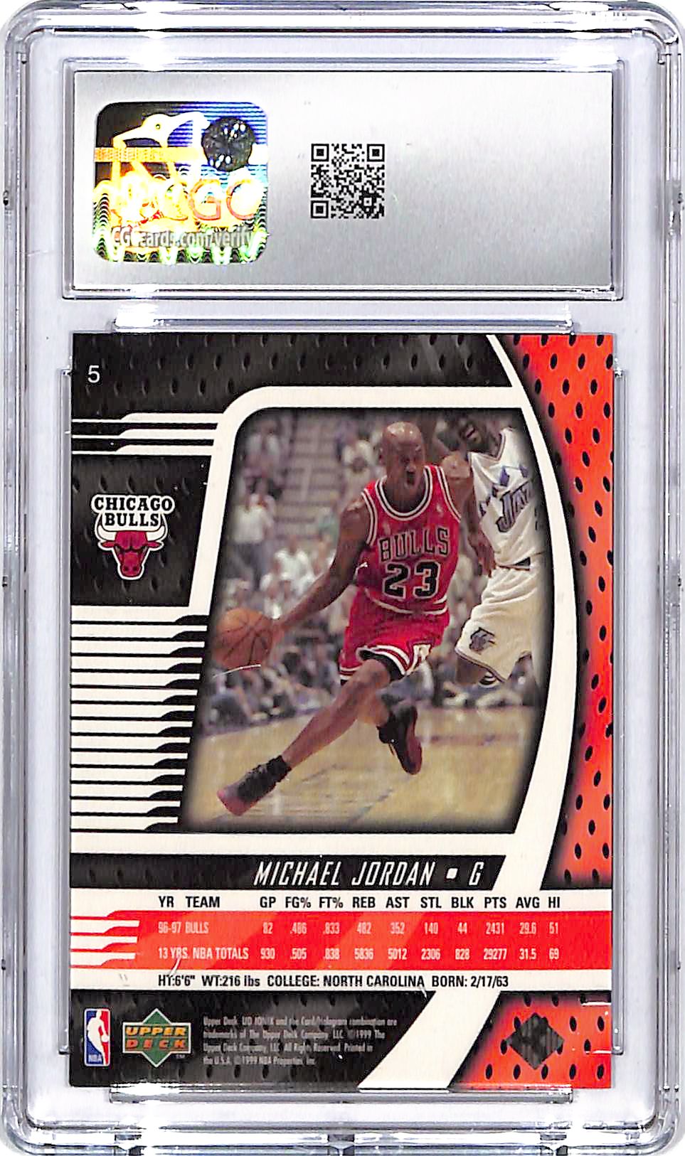 1998-99 UD Ionix Michael Jordan #5 CGC 9 Bulls