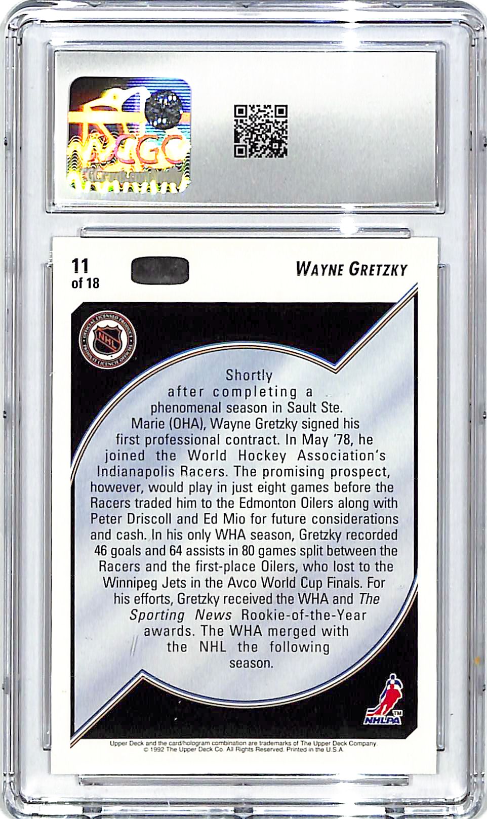 1992-93 Upper Deck Wayne Gretzky Heroes #11 CGC 9.5 Oilers