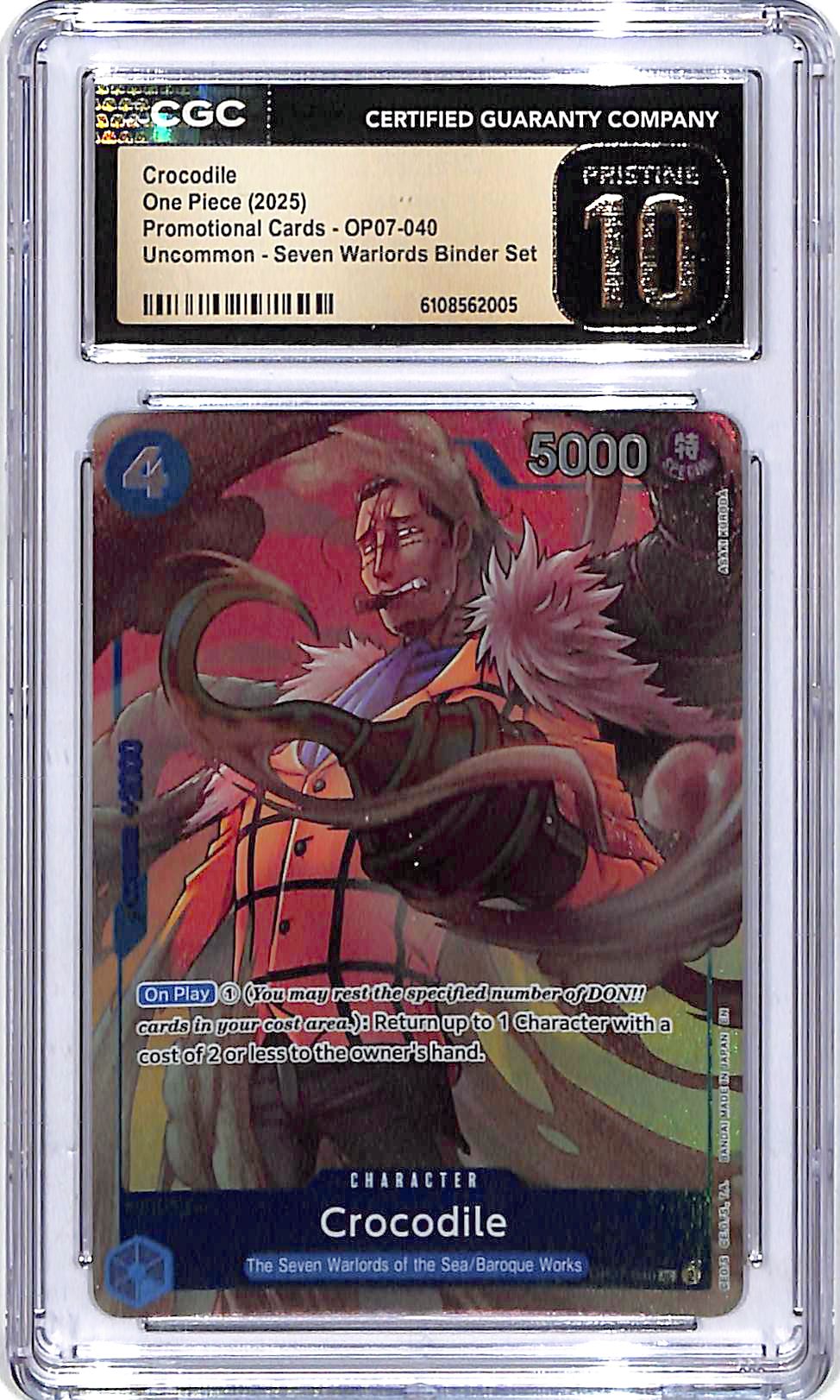 One Piece Promotional Cards OP07 Crocodile Seven Warlords Binder Set 040 CGC 10 Pristine